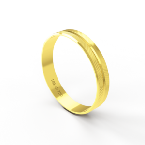 Aliança de Casamento Noivado parte Interna Reta Exterior Trabalhado Ouro Branco, Ouro Rose ou Amarelo 18k AT42E