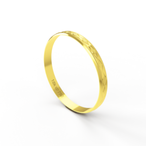 Aliança de Casamento Noivado parte Interna Reta Exterior Trabalhado Ouro Branco, Ouro Rose ou Amarelo 18k AT59
