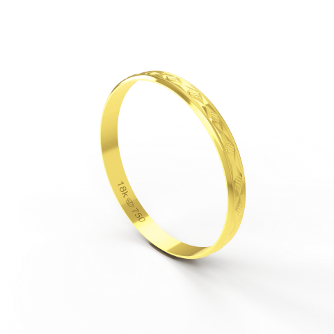 Aliança de Casamento Noivado parte Interna Reta Exterior Trabalhado Ouro Branco, Ouro Rose ou Amarelo 18k AT59