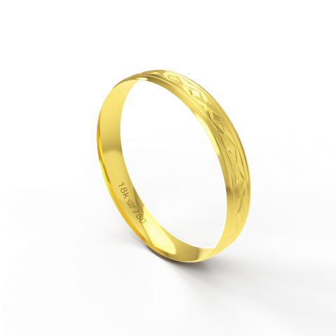 Aliança de Casamento Noivado parte Interna Anatômica Exterior Trabalhado Ouro Branco, Ouro Rose ou Amarelo 18k AT60R