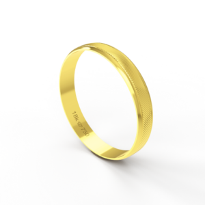 Aliança de Casamento Noivado parte Interna Reta Exterior Trabalhado Ouro Branco, Ouro Rose ou Amarelo 18k AT62