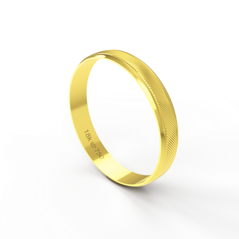 Aliança de Casamento Noivado parte Interna Reta Exterior Trabalhado Ouro Branco, Ouro Rose ou Amarelo 18k AT62