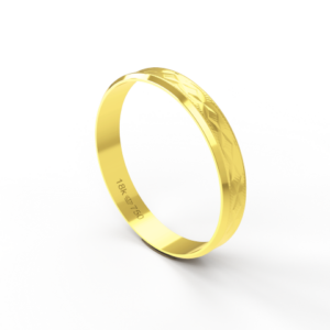 Aliança de Casamento Noivado parte Interna Reta Exterior Trabalhado Ouro Branco, Ouro Rose ou Amarelo 18k AT64