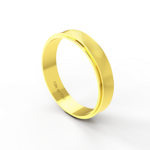 Aliança de Casamento Noivado parte Interna Reta Exterior Trabalhado Ouro Branco, Ouro Rose ou Amarelo 18k AT80