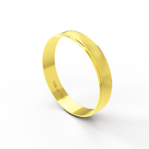 Aliança de Casamento Noivado parte Interna Reta Exterior Trabalhado Ouro Branco, Ouro Rose ou Amarelo 18k AT80E