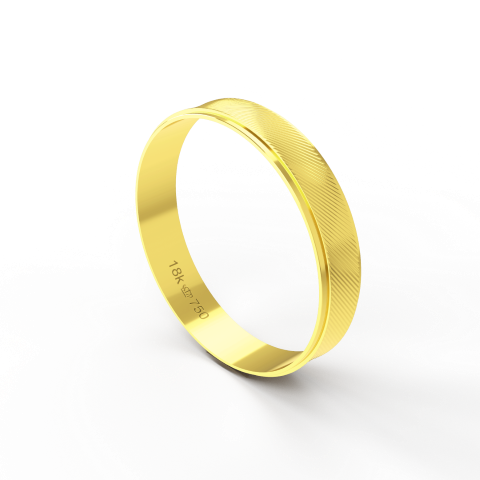 Aliança de Casamento Noivado parte Interna Reta Exterior Trabalhado Ouro Branco, Ouro Rose ou Amarelo 18k AT80E