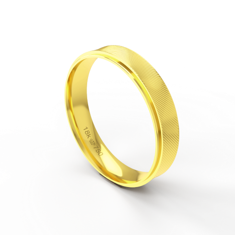 Aliança de Casamento Noivado parte Interna Anatômica Exterior Trabalhado  Ouro Branco, Ouro Rose ou Amarelo 18k AT80R