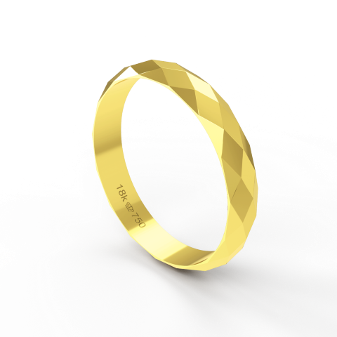 Aliança de Casamento Noivado parte Interna Reta Exterior Trabalhado Ouro Branco, Ouro Rose ou Amarelo 18k AT90