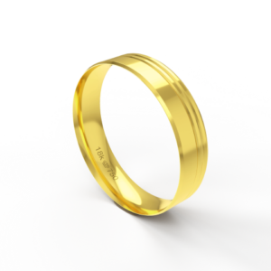 Aliança de Casamento Noivado parte Interna Anatômica Exterior Friso Trabalhado Ouro Branco, Ouro Rose ou Amarelo 18k AT1