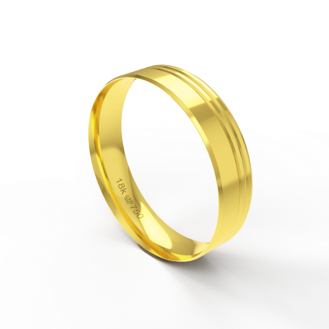 Aliança de Casamento Noivado parte Interna Anatômica Exterior Friso Trabalhado Ouro Branco, Ouro Rose ou Amarelo 18k AT1