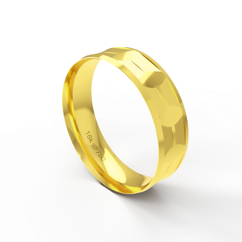 Aliança de Casamento Noivado parte Interna Anatômica Exterior Friso Trabalhado Ouro Branco, Ouro Rose ou Amarelo 18k AT1