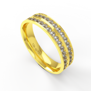 Aliança de Casamento parte Interna Anatômica Exterior com Pedras Ouro Branco, Ouro Rose ou Amarelo 18k C760RZ