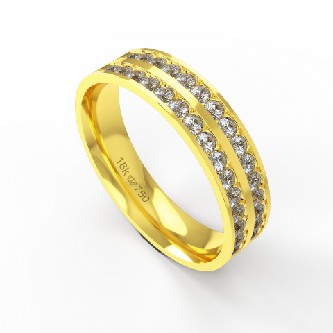 Aliança de Casamento parte Interna Anatômica Exterior com Pedras Ouro Branco, Ouro Rose ou Amarelo 18k C760RZ