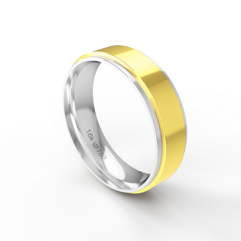 Aliança de Casamento 2 cores Noivado Compromisso parte Interna Anatômica Ouro Branco, Ouro Rose ou Amarelo 18k C817R
