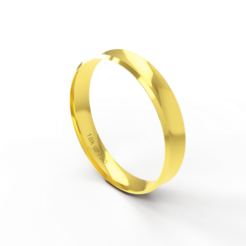 Aliança de Casamento Noivado parte Interna Anatômica Exterior Côncava Ouro Branco, Ouro Rose ou Amarelo 18k AT121R