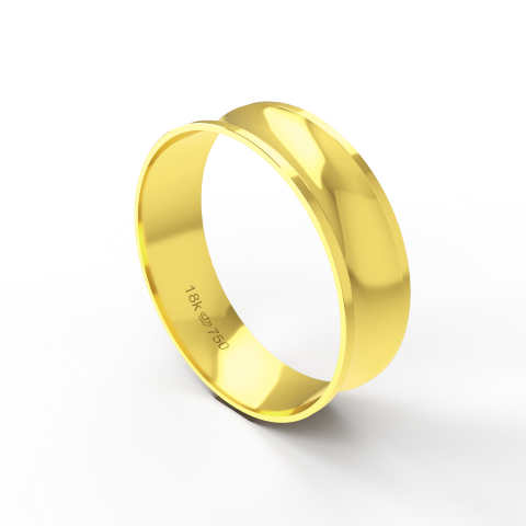 Aliança de Casamento Noivado parte Interna Anatômica Exterior Côncava Ouro Branco, Ouro Rose ou Amarelo 18k AT125R