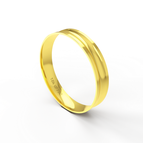 Aliança de Casamento Noivado parte Interna Anatômica Exterior Côncava Ouro Branco, Ouro Rose ou Amarelo 18k AT128R