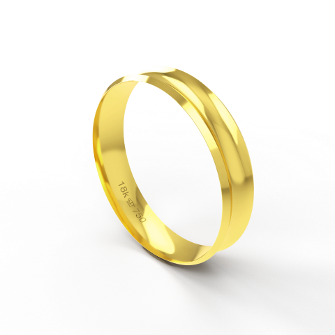 Aliança de Casamento Noivado parte Interna Anatômica Exterior Côncava Ouro Branco, Ouro Rose ou Amarelo 18k AT129R
