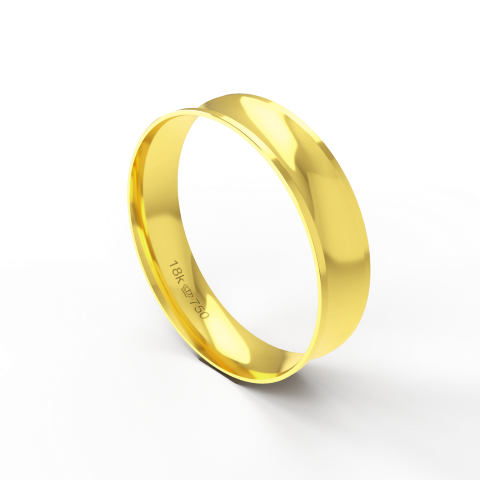 Aliança de Casamento Noivado parte Interna Anatômica Exterior Côncava Ouro Branco, Ouro Rose ou Amarelo 18k AT140R