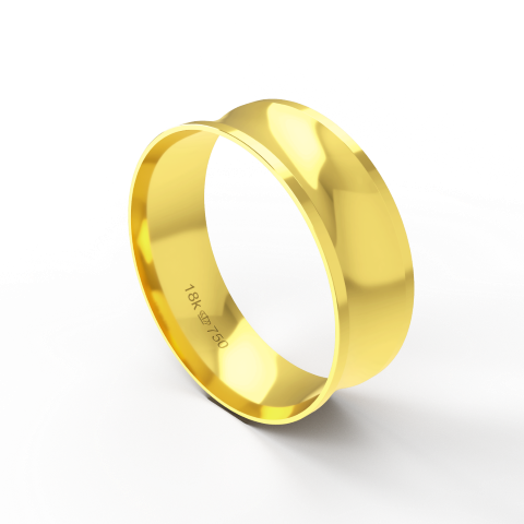 Aliança de Casamento Noivado parte Interna Anatômica Exterior Côncava Ouro Branco, Ouro Rose ou Amarelo 18k AT141R