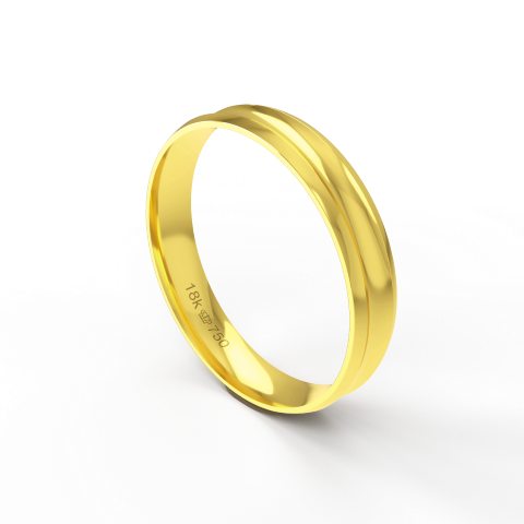 Aliança de Casamento Noivado parte Interna Anatômica Exterior Trabalhado Ouro Branco, Ouro Rose ou Amarelo 18k AT101R