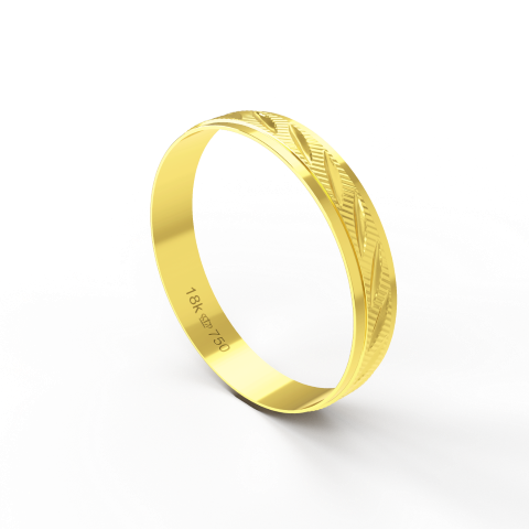 Aliança de Casamento Noivado parte Interna Reta Exterior Trabalhado Ouro Branco, Ouro Rose ou Amarelo 18k AT102