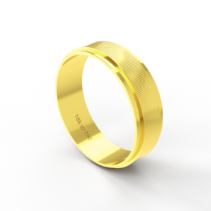 Aliança de Casamento Noivado parte Interna Reta Exterior Trabalhado Ouro Branco, Ouro Rose ou Amarelo 18k AT104
