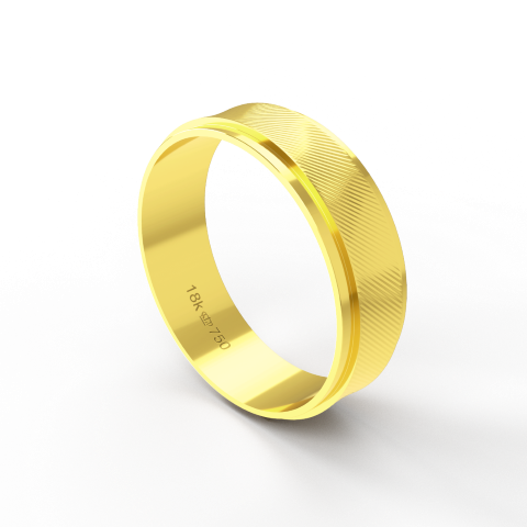 Aliança de Casamento Noivado parte Interna Reta Exterior Trabalhado Ouro Branco, Ouro Rose ou Amarelo 18k AT104
