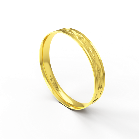 Aliança de Casamento Noivado parte Interna Anatômica Exterior Trabalhado Ouro Branco, Ouro Rose ou Amarelo 18k AT105R