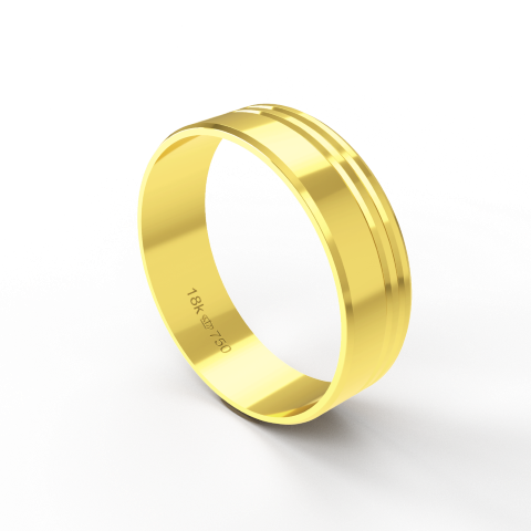 Aliança de Casamento Noivado parte Interna Reta Exterior Trabalhado Ouro Branco, Ouro Rose ou Amarelo 18k AT106