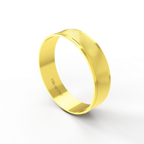 Aliança de Casamento Noivado parte Interna Reta Exterior Trabalhado Ouro Branco, Ouro Rose ou Amarelo 18k AT107