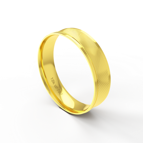 Aliança de Casamento Noivado parte Interna Anatômica Exterior Trabalhado Ouro Branco, Ouro Rose ou Amarelo 18k AT107R
