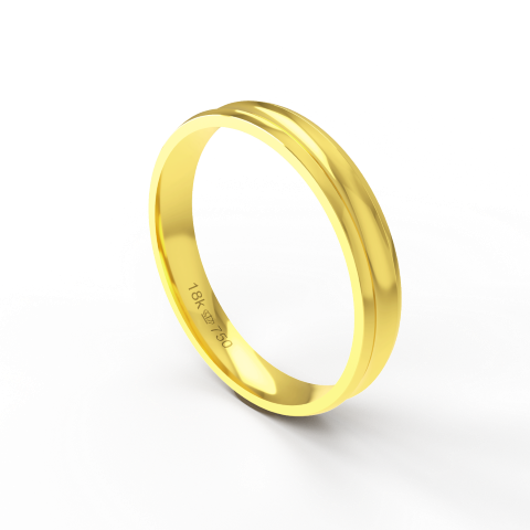 Aliança de Casamento Noivado parte Interna Anatômica Exterior Trabalhado  Ouro Branco, Ouro Rose ou Amarelo 18k AT111R