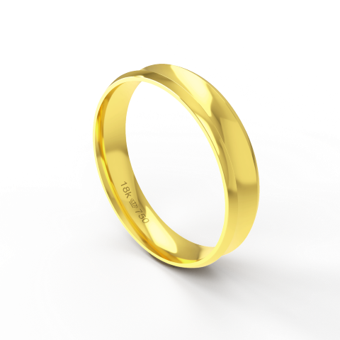Aliança de Casamento Noivado parte Interna Anatômica Exterior Trabalhado Ouro Branco, Ouro Rose ou Amarelo 18k AT112R