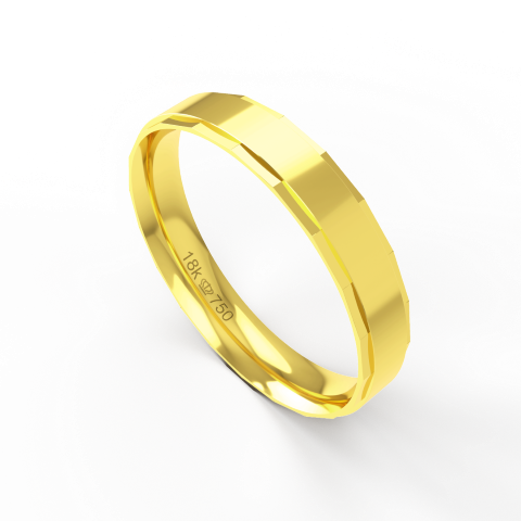 Aliança de Casamento Noivado parte Interna Anatômica Exterior Trabalhado Ouro Branco, Ouro Rose ou Amarelo 18k AT114R