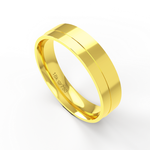 Aliança de Casamento Noivado parte Interna Anatômica Exterior Trabalhado Ouro Branco, Ouro Rose ou Amarelo 18k AT117R