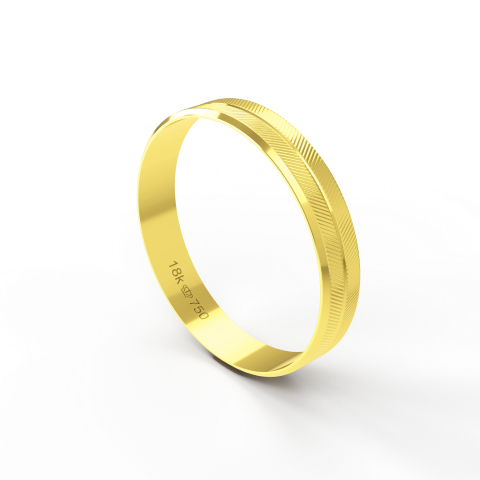 Aliança de Casamento Noivado parte Interna Anatômica Exterior Trabalhado Ouro Branco, Ouro Rose ou Amarelo 18k AT123R