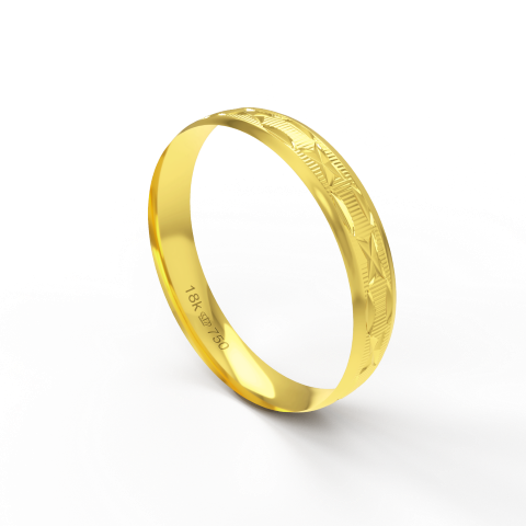 Aliança de Casamento Noivado parte Interna Anatômica Exterior Trabalhado Ouro Branco, Ouro Rose ou Amarelo 18k AT124R