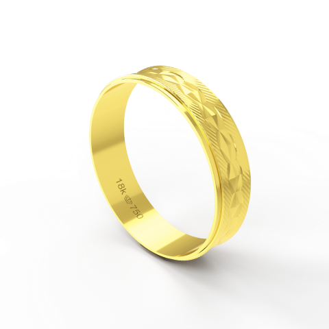 Aliança de Casamento Noivado parte Interna Anatômica Exterior Trabalhado Ouro Branco, Ouro Rose ou Amarelo 18k AT131R