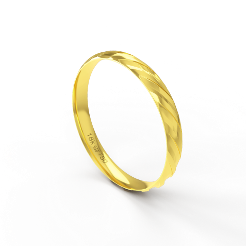 Aliança de Casamento Noivado parte Interna Anatômica Exterior Trabalhado Ouro Branco, Ouro Rose ou Amarelo 18k AT132R