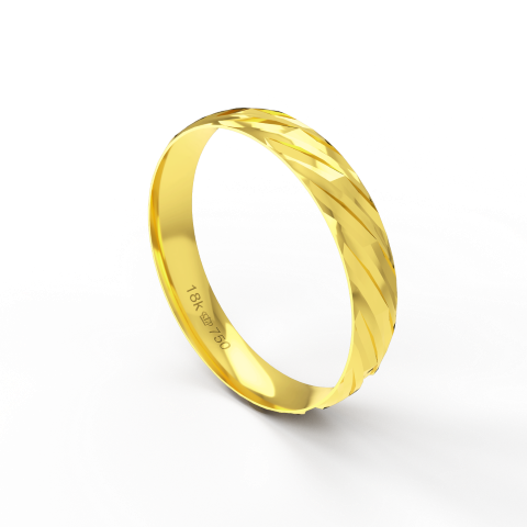 Aliança de Casamento Noivado parte Interna Anatômica Exterior Trabalhado Ouro Branco, Ouro Rose ou Amarelo 18k AT133R