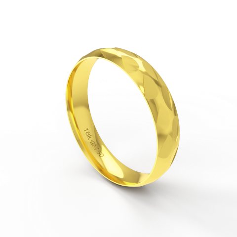 Aliança de Casamento Noivado parte Interna Anatômica Exterior Trabalhado Ouro Branco, Ouro Rose ou Amarelo 18k AT134R