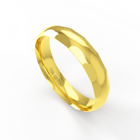 Aliança de Casamento Noivado parte Interna Anatômica Exterior Trabalhado Ouro Branco, Ouro Rose ou Amarelo 18k AT136R