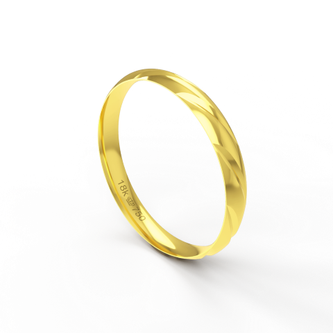 Aliança de Casamento Noivado parte Interna Anatômica Exterior Trabalhado Ouro Branco, Ouro Rose ou Amarelo 18k AT137R