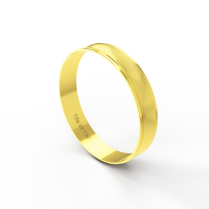 Aliança de Casamento Noivado parte Interna Reta Exterior Trabalhado Ouro Branco, Ouro Rose ou Amarelo 18k AT138
