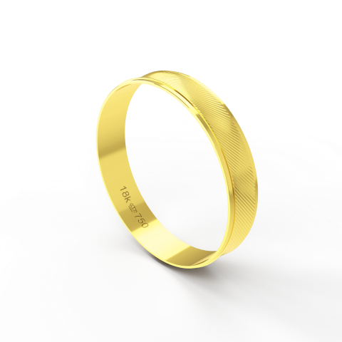 Aliança de Casamento Noivado parte Interna Reta Exterior Trabalhado Ouro Branco, Ouro Rose ou Amarelo 18k AT138