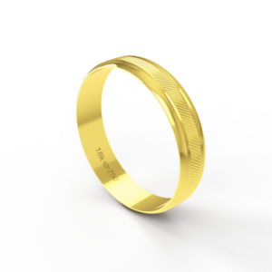 Aliança de Casamento Noivado parte Interna Reta Exterior Trabalhado Ouro Branco, Ouro Rose ou Amarelo 18k AT139