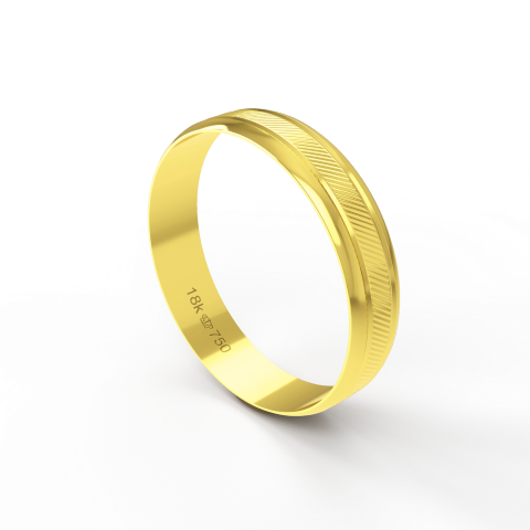 Aliança de Casamento Noivado parte Interna Reta Exterior Trabalhado Ouro Branco, Ouro Rose ou Amarelo 18k AT139