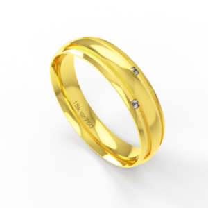 Aliança de Casamento parte Interna Anatômica Acabamento Polido e Fosqueado com Pedra Ouro Branco, Ouro Rose ou Amarelo 1