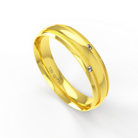 Aliança de Casamento parte Interna Anatômica Acabamento Polido e Fosqueado com Pedra Ouro Branco, Ouro Rose ou Amarelo 1